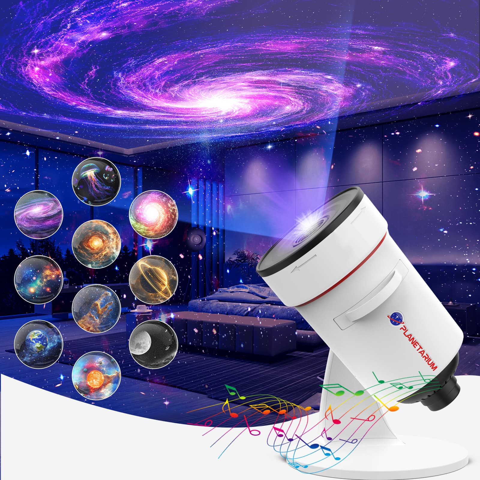Galaxy Projector Night Light With 28 Soothing Sounds