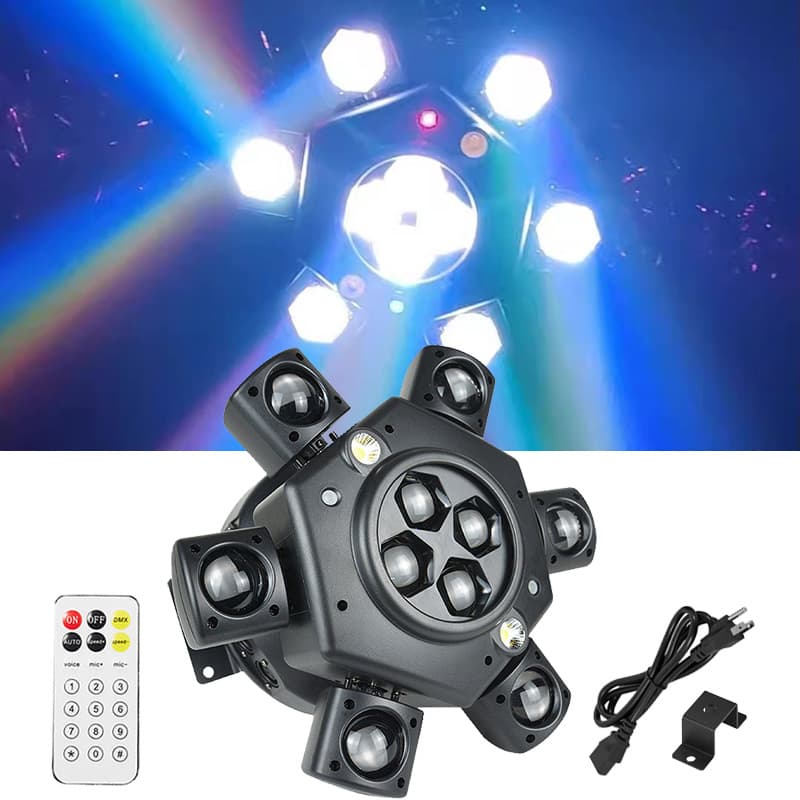 6-Arm Bee Eye Moving Head Light With Beam, Laser and Strobe