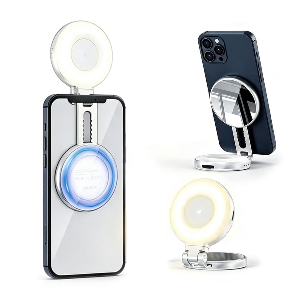Magnetic Selfie Light With Mirror and 3 Color Modes