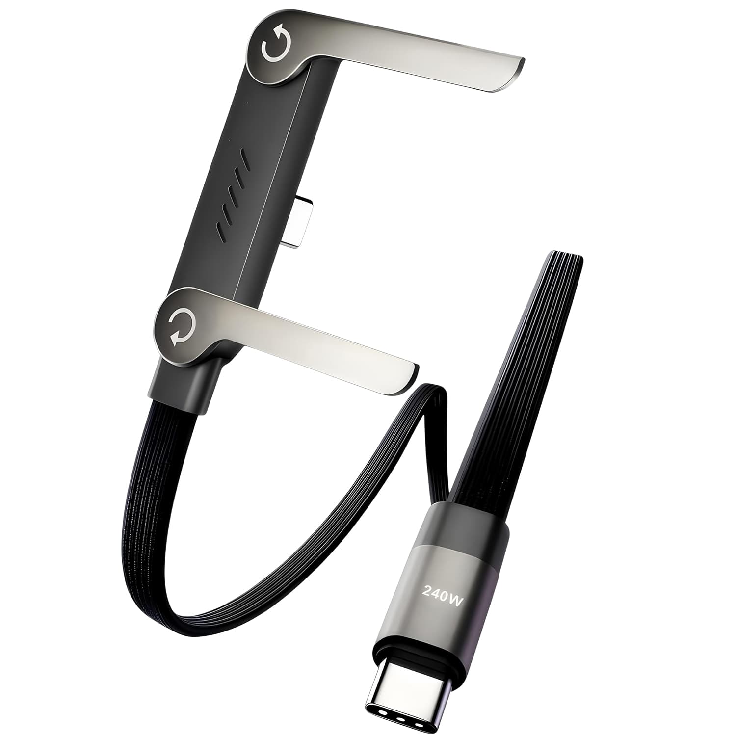 2-in-1 240W Fast Charging Cable With Foldable Phone Holder